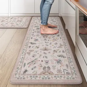 Anti  Mats for Kitchen Floor Non-Slip, Cushioned Kitchen Mats for Floor 2 count, Pink Memory  Kitchen Mat Set,   Standing Mat for Bar, Office,Desk, Laundry