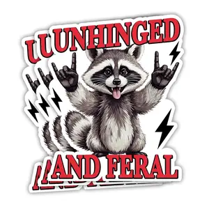 Funny Rocking Raccoon Meme Sticker Unhinged Feral Sarcastic Humor Decal Mental Health Gift for Laptop Tumbler Water Bottle Phone Car Z2X