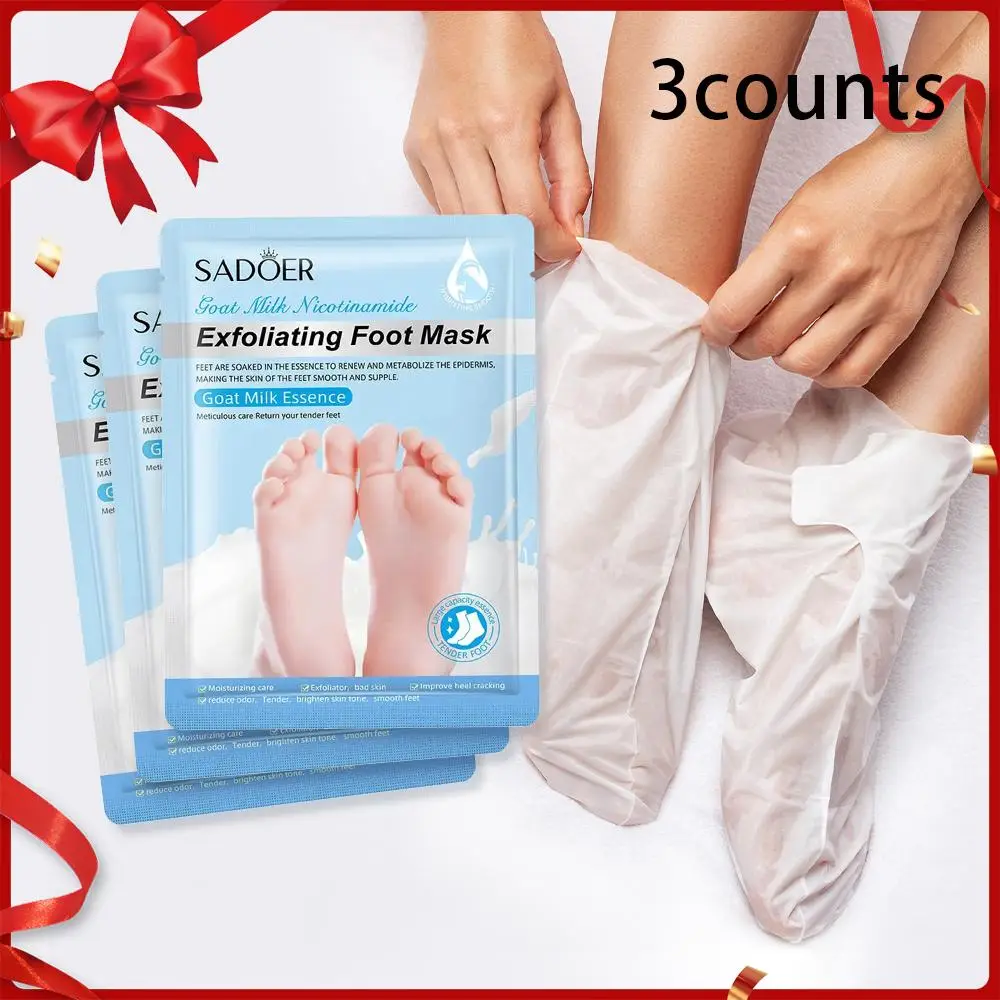 Skin-friendly Exfoliating Foot Mask, 3 Pairs Natural Moisturizing Foot Care Mask for Christmas Gift, Nourishing Foot Care Product
