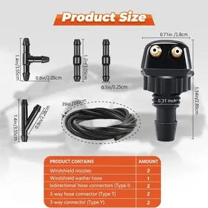 2pcs Front Windshield Washer Nozzles, Front Windshield Washer Nozzle kit and Fluid Hose, Windshield Washer Nozzles Wiper Spray Fit for Most Cars