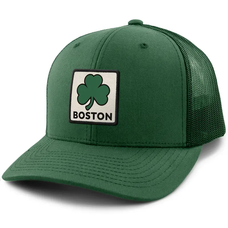 Boston Shamrock Printed Patch Classic Snapback Trucker Hat