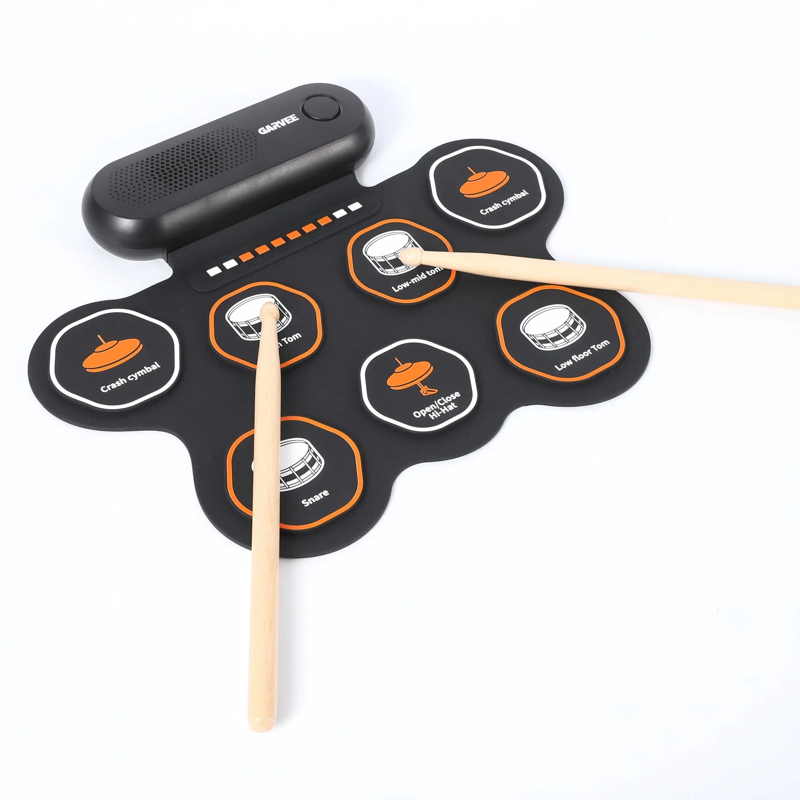 Gaomon 7-Pad Bluetooth Electronic Drum Set - Roll-Up Portable Design with 7-Pad Setup, Recording Func, Sticks & Pedal, Ideal for Kids, Compact