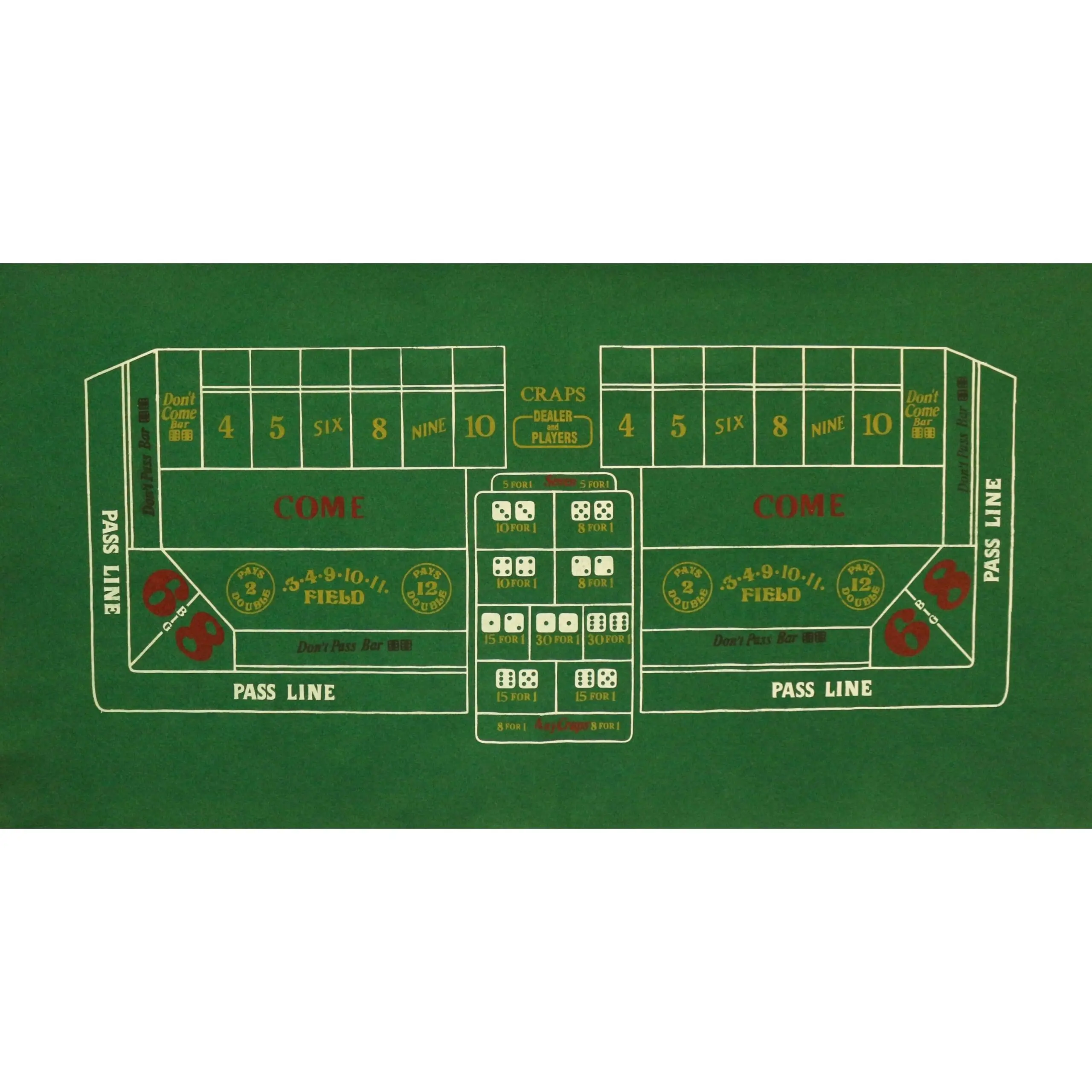 Craps Layout - Homestyle Felt Craps Layout - Homestyle Felt