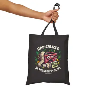 Radicalized Canned Shopping Character tote bag | Cotton Canvas Tote Bag