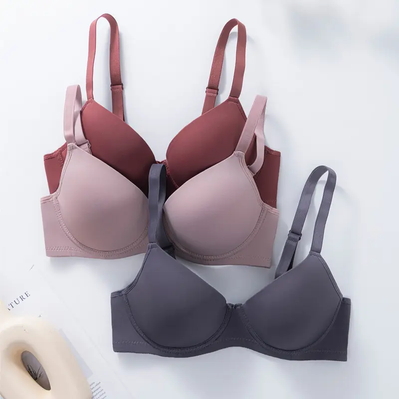 Women's Bra Set of 3, Simple Minimalist Solid Color, Seamless Underwire Push-Up, Adjustable Back Closure, Comfortable Breathable, All-Season Everyday Wear, Fit, Elegant Everyday Bras, Seamless Bras