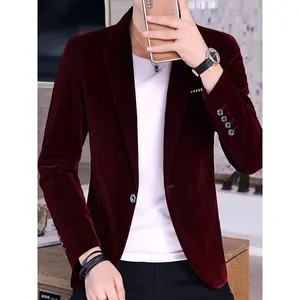 Solid Color Fleece High-End Casual Suit Jacket Single-Breasted Men's Suits