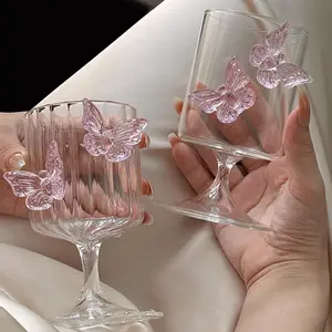 High borosilicate glass butterfly goblet suitable for single drinking and gatherings