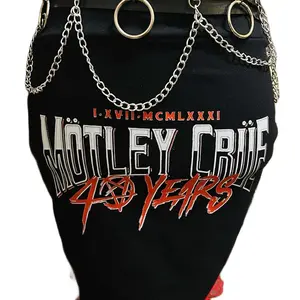 Custom made Can make small to xl Motley Crue Women's Skirt with "40 YEARS" Design and Chain Detail - Womenswear, Bottom