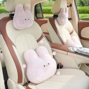 Cartoon Cute Little Rabbit Car Headrest Soft Comfortable Neck Pillow Steam Velvet Waist Pillow Kawaii Car Accessories