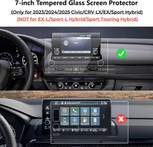 HD Glass for Honda Civic/CRV (LX/EX/Sport Hybrid) 7" Screen Protector 2023-2025 Accessories Anti-Scratch Anti-Fingerprint Tempered Glass Durability