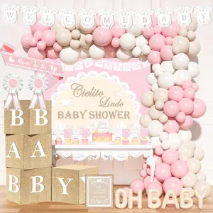 Cielito Lindo Baby Shower Decorations Girl – 120PCs Papel Picado Baby Shower Supplies with Boho Style Backdrop, Balloon, Banner, Poster, Box, Sash and Badge