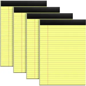 4 Pack Yellow Notepads 8.5x11 Yellow Legal Pads 30 Sheets Perforated Yellow Pads Paper Wide Ruled Writing Pad 70gsm  Thick Paper Double-Sided Printing Note Pads for Students, Office, Business