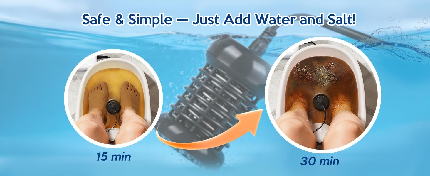 2026 Latest Hot Ionic Foot Detox Machine, Must-Have Gift, Upgrade Foot Spa with Touch ON/OFF, LCD Display & Timer, Complete Kit with 2 Arrays, 100 Liners & Blue Bag, shiatsu foot