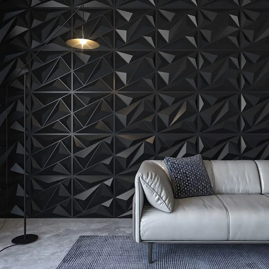 Aadesh 3D Wall Panel (Includes Roll of Mounting Tape), Interior Wall Decor, Geometric Texture Pattern for Living Room, Lobby, Bedroom, Hotel, Office, Game Room, TV Backdrop, 11.8 x 11.8 inches (Approx. 30 x 30 cm), White/Black/Pink/Gray