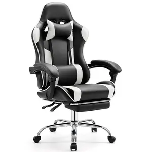 Game Chair - Ergonomic Computer with Height Adjustable 360° Swivel, Comfy Lumbar Support, Fixed Up Armrest, Fixed Base