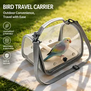 Portable Foldable Transparent Bird Backpack, Crossbody Pet Carrier for Parrots, Tiger Barbet, Small Pets, Outdoor Use, Lightweight Design