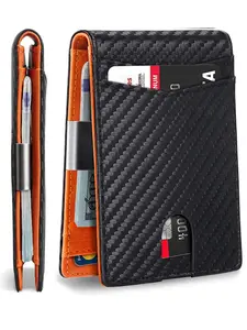 Men's Carbon Fiber Pattern Wallet with Card Slots Slim Bifold RFID Blocking Durable Thin Credit Card Holder Money Clip