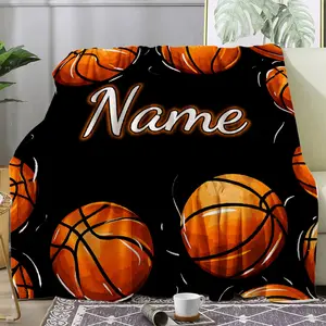 Personalized Basketball Blanket with Custom Name/Number/Text - Add Your Own Design!Compatible for Logos & Jersey Styles - Soft Lightweight Flannel Bedspread for Sports-Themed Rooms, Travel, Camping - 280GSM All-Season Use (Machine