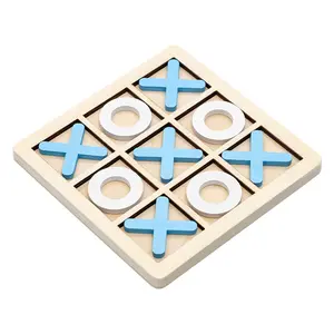 Wooden XO Three-in-a-Row Tic-Tac-Toe Children's Early Education Educational Toy Leisure Battle Board Game Building Block Chess Toy