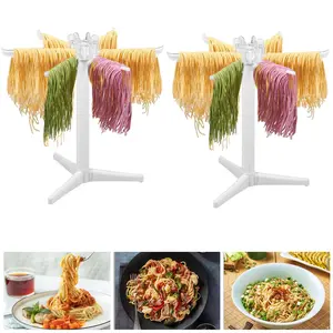 2Counts Pasta Drying Rack Portable Noodle Drying Stand with 6 Long Handles, Detachable Noodle Dryer Rack, Stable Household Noodle Dryer White Kitchen