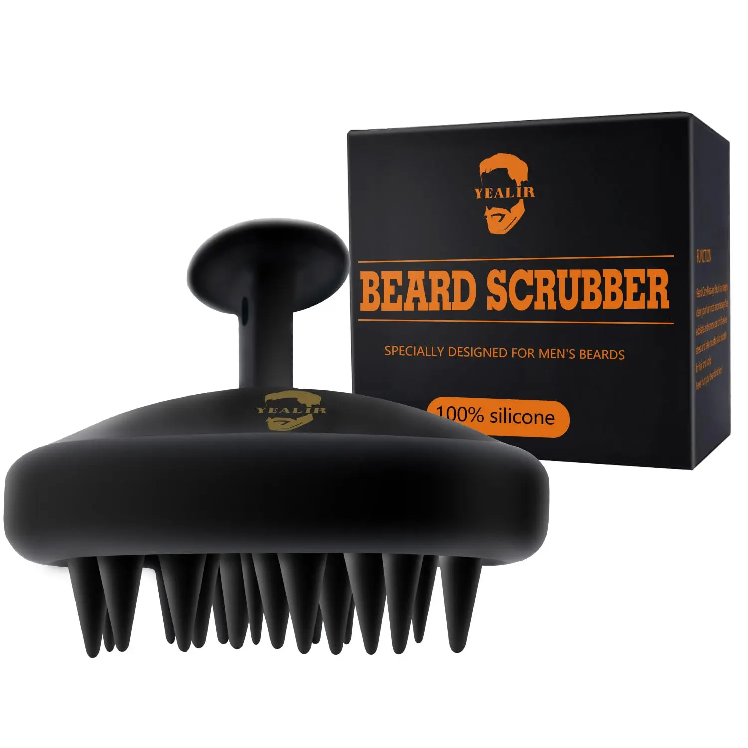 YEALIR Silicone Beard Scrubber, Exfoliating Beard Care Brush and Massager for Deep Cleansing, Reduced Itch, and Healthy Growth, Wet & Dry Use for Men
