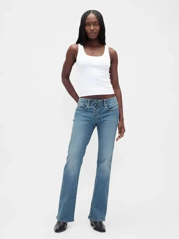 Gap Women Low Rise Lace Up Long Lean Jeans