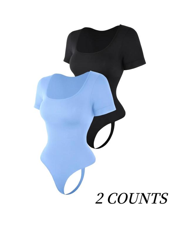 Women's Solid Color Square Neck Shapewear Bodysuit, High Compression Bodysuits, Tummy Control Butt Lifting, Women's Shapewear for All Seasons