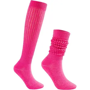 80s Slouch Socks for Women, Scrunch Knee High Boot Socks