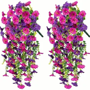 Artificial Trumpet Vine, 2 Stems Per Set, Realistic Fake Flower Vines, UV Resistant Artificial Plants, Outdoor Home Office Garden Decor