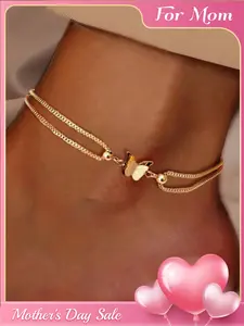 1 PC Butterfly-Shaped Pearl Chain Ankle Bracelet, Stainless Steel - Waterproof Travel Street Beach Ankle Chain - Perfect for Everyday Wear | Beach Vacations with Exquisite Jewelry - Ideal Gift for Women