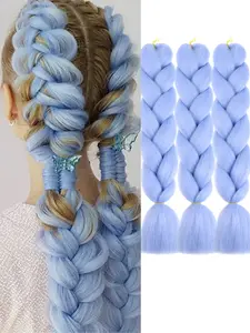 Women's Fashionable Durable Synthetic Fiber Hair Accessory Set, 3-Piece Heat-Resistant Giant Braids, Synthetic Braiding Hair, Stylish Women's Wig Extensions