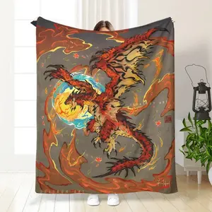 Monster Hunter Design Art Print Blanket Soft Flannel Blanket is The Perfect Gift for Christmas and lovers Soft Warm Cozy Throw for Bed Sofa Nap Travel, Cute Home Decor