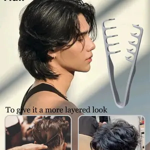 2 Packs Texture Comb - Wide & Fine-Tooth Volumizing Hair Styling Tool, Anti-Frizz Fluffy Hairbrush for Men & Women, Suitable for All Hair Types