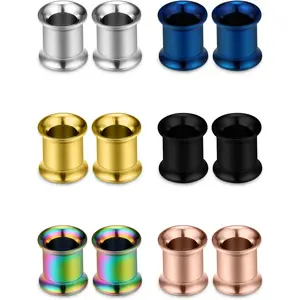 8G 6G 4G 2G 0G 00G Stainless Steel Ear Tunnels - Double Flared Tunnels Screw Fit Ear Plugs Set 3MM 4MM 5MM 6MM 8MM 10MM Gauges