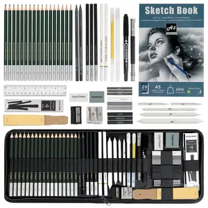 54Pcs Sketch Drawing Pencils Kit with A5 Sketchbook, Includes Graphite & Charcoal Pencils, Blending Stumps, Erasers, and More - Professional Art Supplies for Adults, Ideal for Sketching & Shading