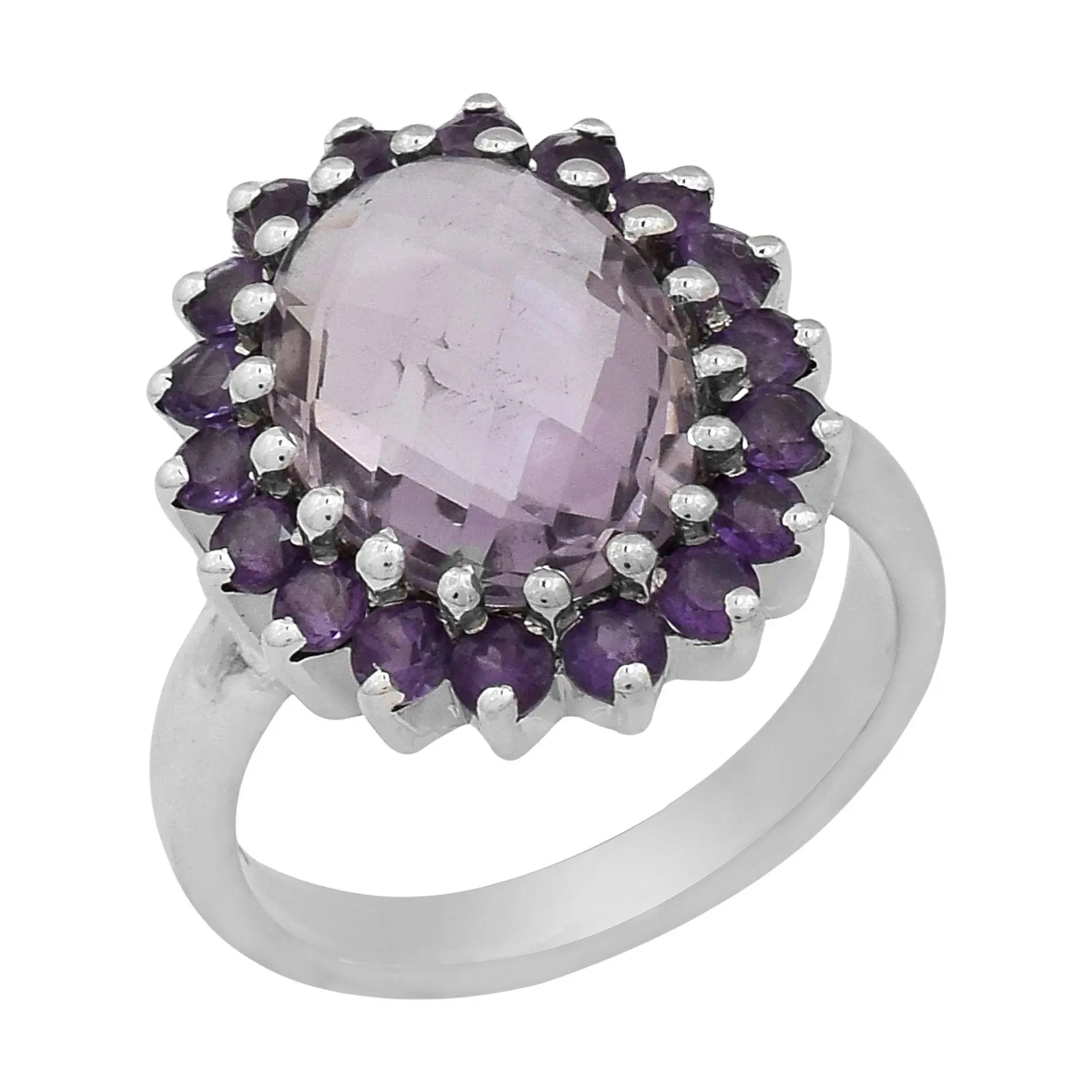 Affinity Gems Rose De France Amethyst & Amethyst Halo Ring