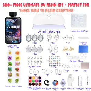 LEQU UV Resin Kit for Beginners - Complete Starter Resin Craft Set with UV Light, Molds, Tools, and Accessories for Jewelry, Keychains, and DIY Crafts tiktokshopspringglowup