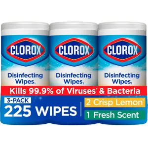 Clorox Disinfecting and Cleaning Wipes, Crisp Lemon and Fresh Scent, 75 Count Each, 3 Pack