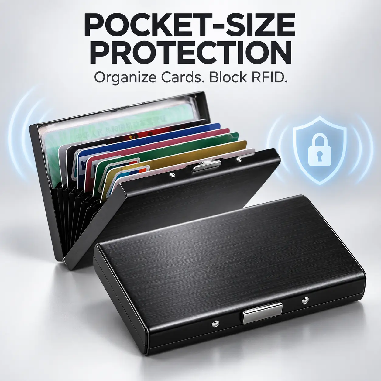RFID-Blocking Card Holder Wallet, Compact Multi-Slot Credit Card Case for Men & Women, Portable Anti-Scan Bank Card Organizer with Secure Closure