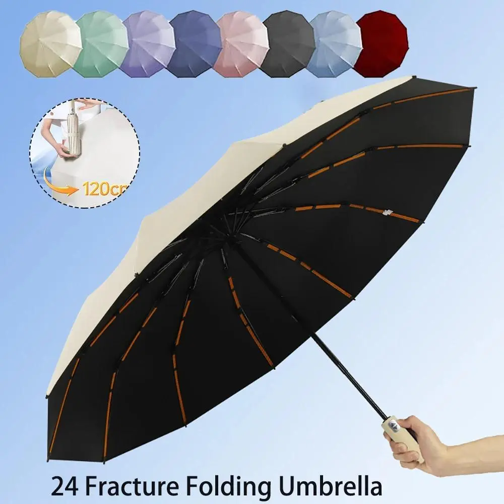 24-Rib Auto Retractable Foldable Umbrella - Unisex Premium UV Resistant Anti-UV/UVB Dual-Use Rain & Sun Shield with Elegant Foldable Design, Anti-Uv/Uvb Umbrellas