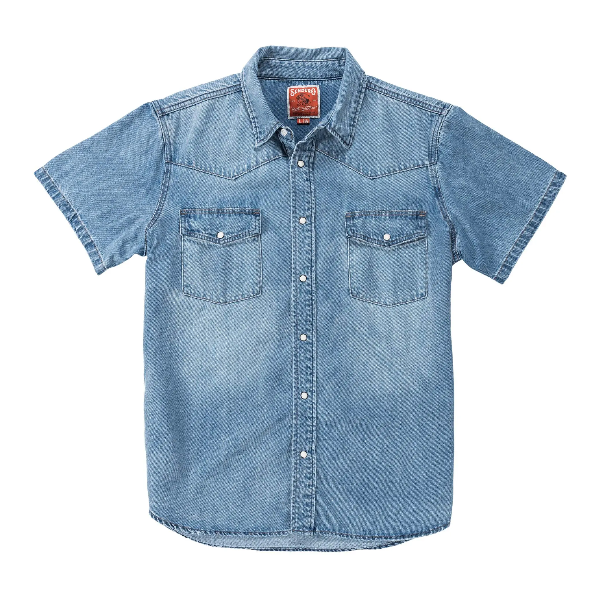 The Wyatt Pearl Snap Short Sleeve Denim Shirt
