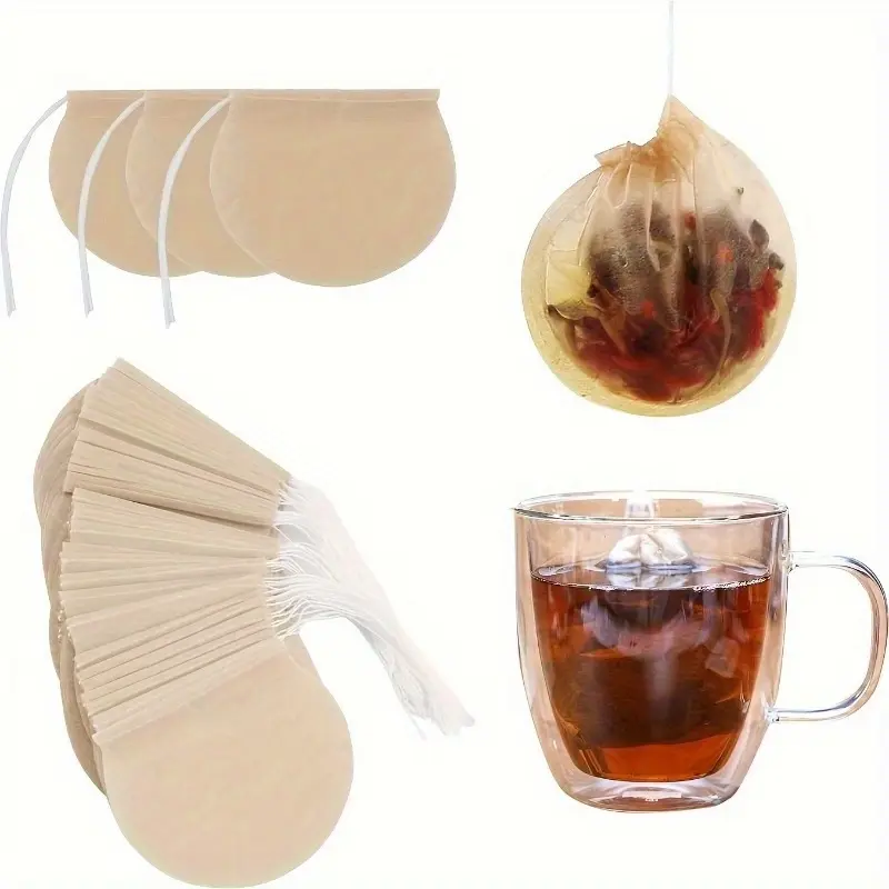 100pcs Natural Unbleached Tea Filter Bags Tea Infuser - Perfect for Loose Leaf Tea, Coffee, Bath Spice & Soup Infusions, Tea Making Tools