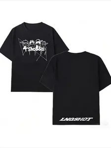 Men's Women's LNGSHOT Kpop Fashion  T-shirt High Quality Short Sleeve Tshirt Hip Hop Trend Tops