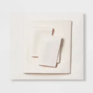 Full Easy Care Cotton Blend Sateen Sheet Set Ivory - Room Essentials: 225 Thread Count OEKO-TEX Certified Includes 4pc