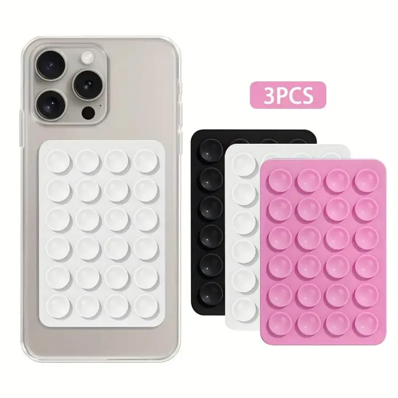 3-pack silicone suction cup square single-sided multifunctional silicone mobile phone suction cup holder Phone Holder Design Cell Phone Holders Phone Suction Mount