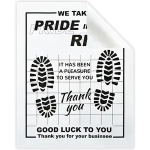 50pcs Disposable White Waterproof Paper Floor Mats for Car Detailing Thank You Mats for Car Dealership Supplies