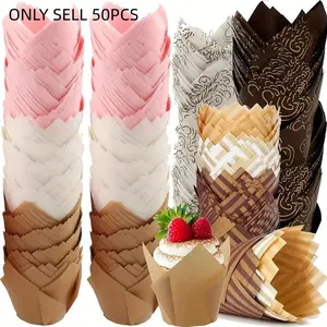 High-Temperature Resistant Tulip Cake Paper Cups, Muffin Cupcake Holder Baking Tool, Durable Non-Toxic Material, Perfect Baking Supplies for Home Bakers