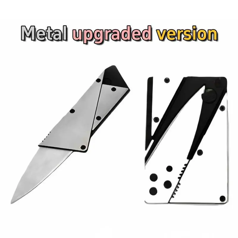 Upgraded 1PC Black Metal Folding Fruit Knife - Card-Sized EDC Survival Tool, Survival Hand Tool, 3-Pieces for Variety, Simple Camping Prep Portable Gear for Camping
