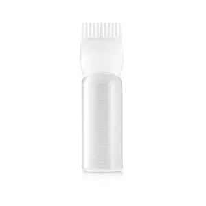 Root Comb Applicator Bottle 6 ounce with graduated scale, essential for Hair Coloring Dye and scalp treament (Pack of 1)
