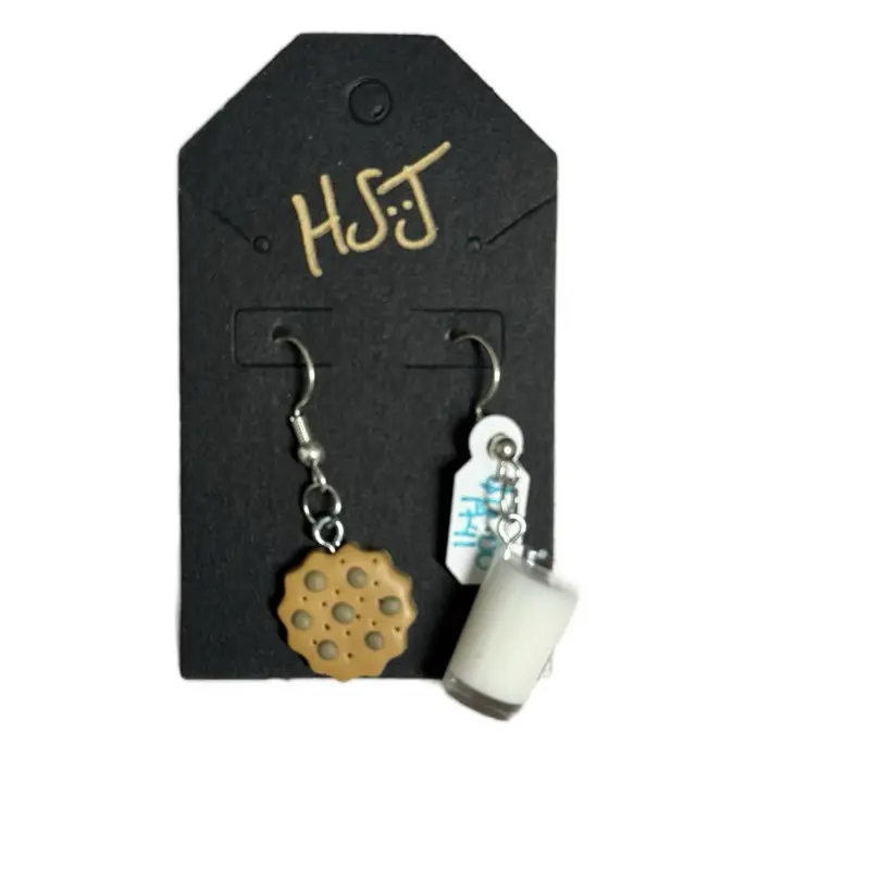 Cookies & Milk Earrings - Unique Jewelry for Any Occasion with Decorative Cookie and Milk Bottle Design